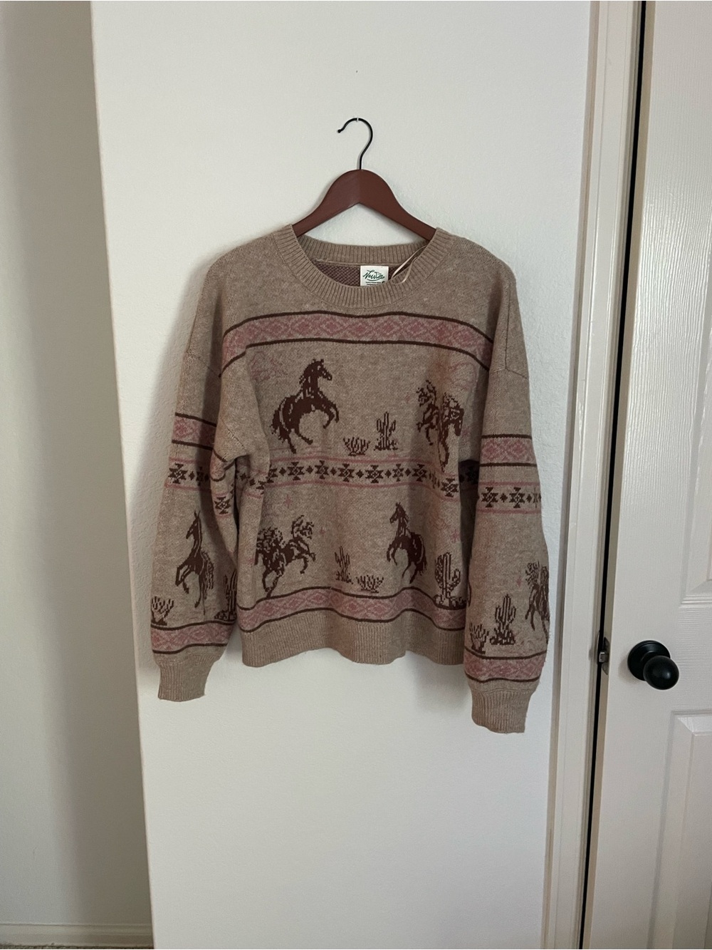 Beige Western Horse 🐴 oversized Crewneck Sweater